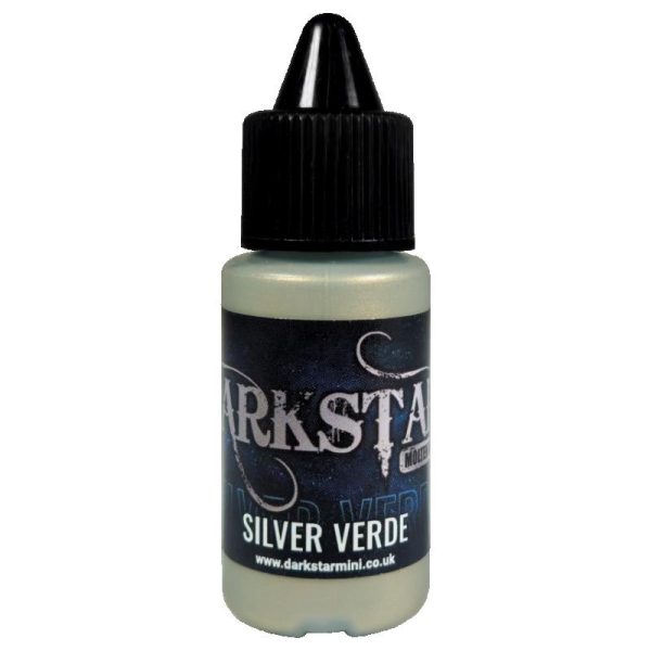 A single bottle of Silver Verde Molten Metals acrylic Paint